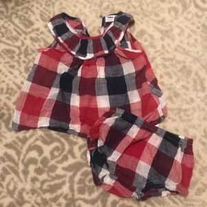 Red white and blue plaid outfit